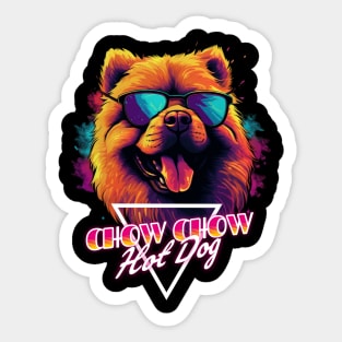 Retro Wave Chow Chow Hot Dog Shirt Sticker